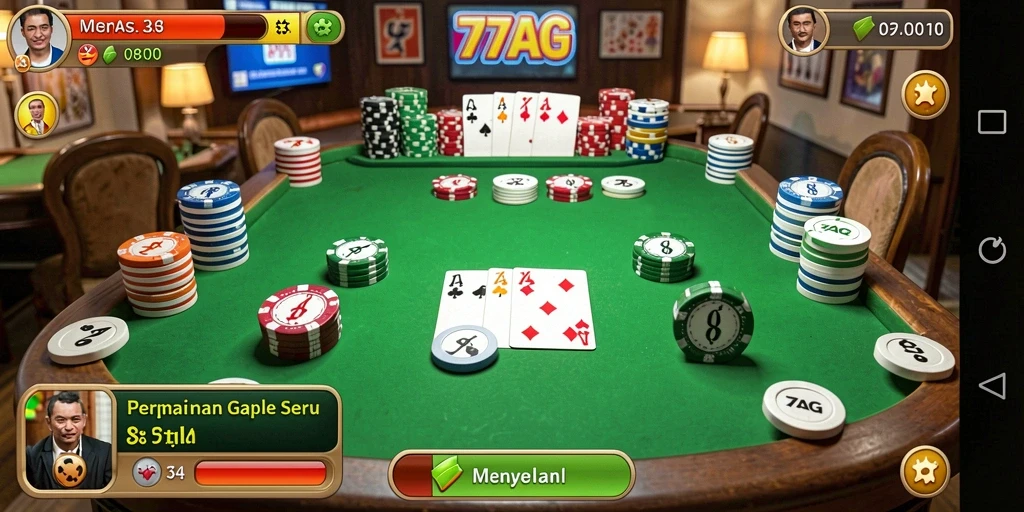 Tampilan gameplay Gaple yang seru dan interaktif di 77AG.