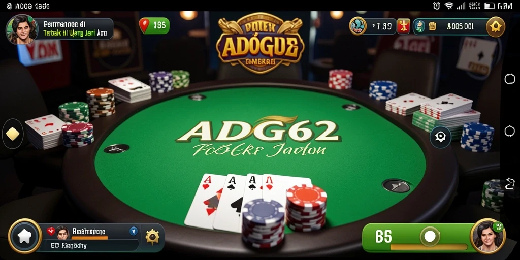 Tampilan gameplay poker yang intens dan menghibur di ADG62.