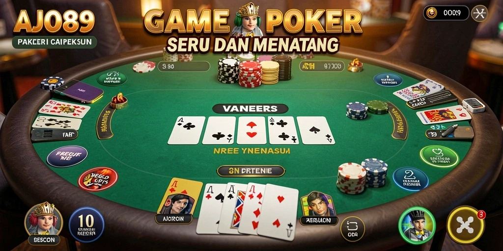 Tampilan gameplay poker AJO89 yang menarik dan interaktif.