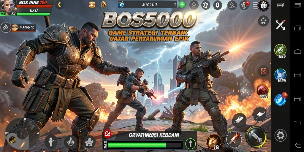 Tampilan gameplay mendebarkan dari BOS5000 dengan strategi mendetail.