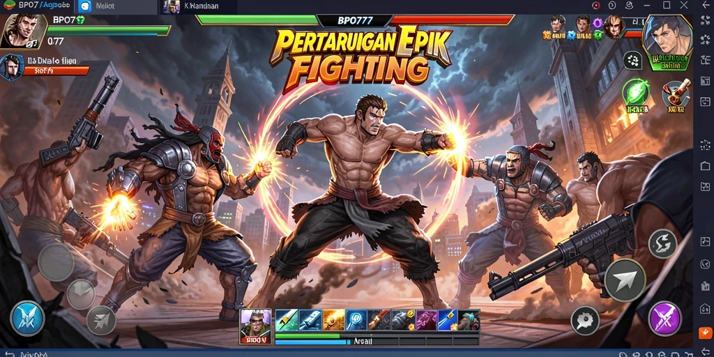 Tampilan gameplay seru dengan pertarungan karakter yang dinamis.