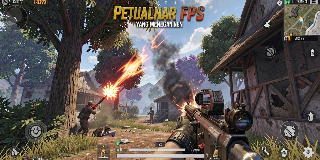 Tampilan gameplay COO77 dengan aksi FPS yang mendebarkan.