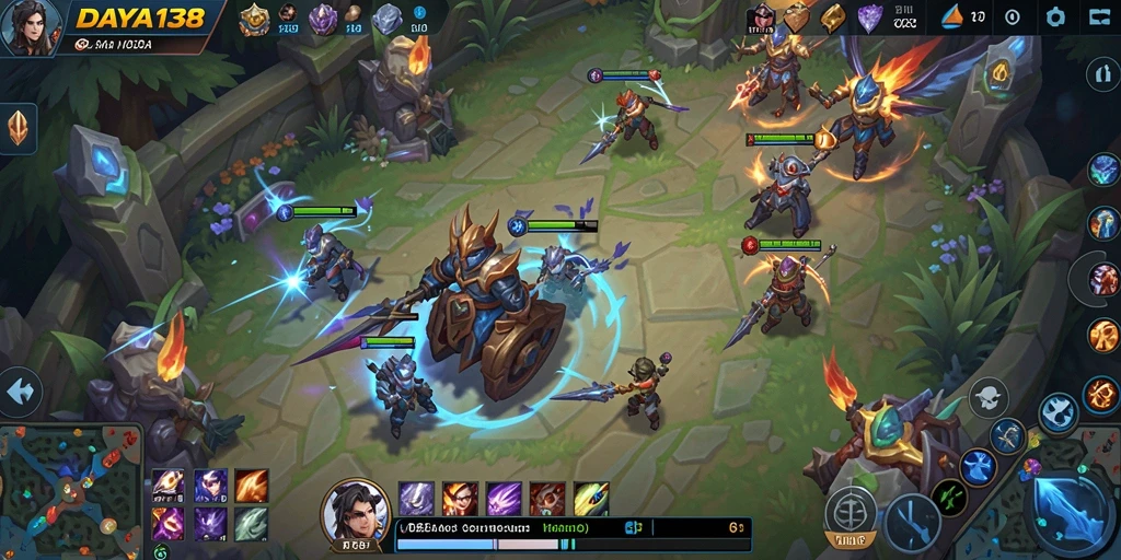 Tampilan aksi gameplay seru di DAYA138 dengan karakter MOBA.
