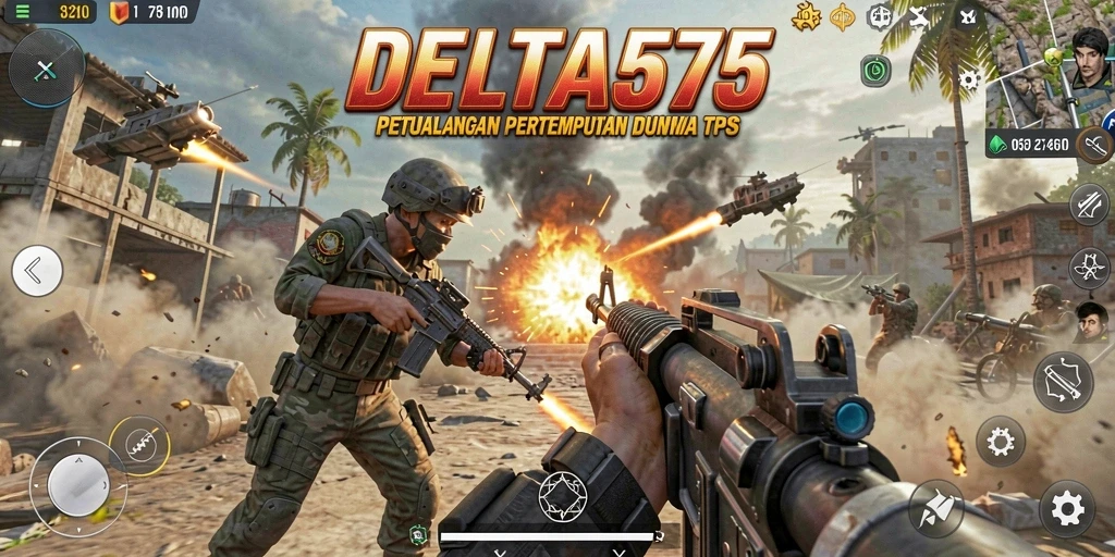 Tampilan gameplay DELTA575 dengan aksi seru di medan perang TPS.