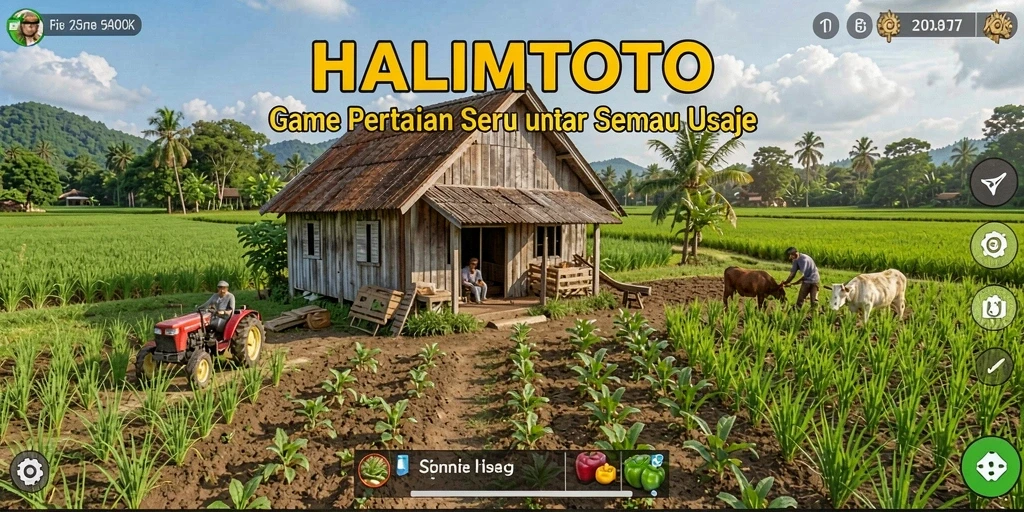 Screenshot gameplay HALIMTOTO menampilkan aktivitas bertani yang seru.