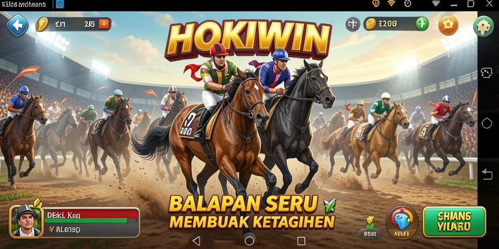 Gameplay HOKIWIN yang menegangkan dan seru di trek balap.