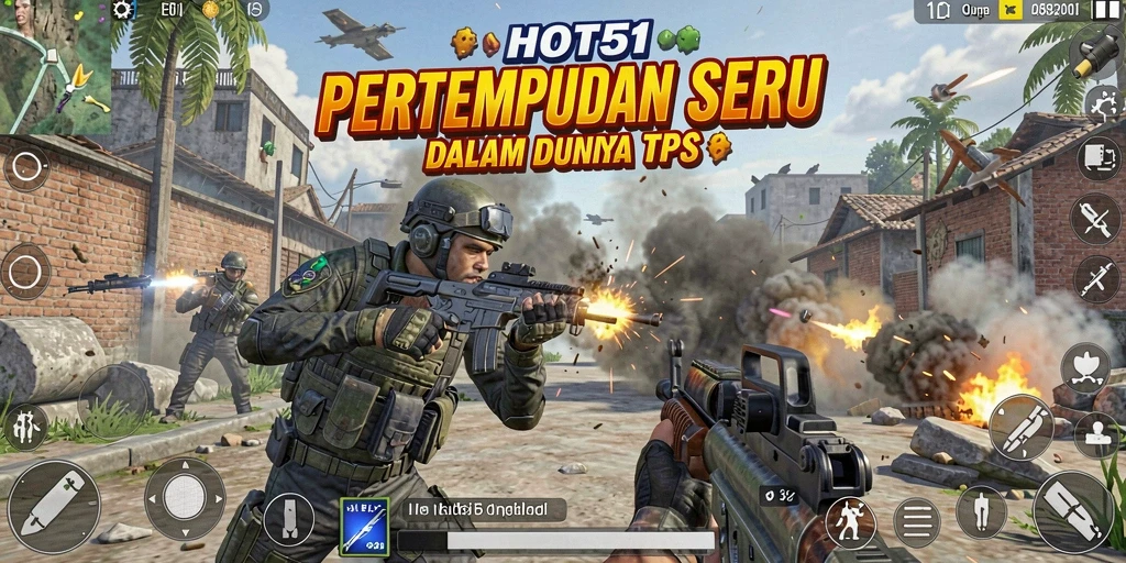 Screenshot HOT51 menunjukkan aksi menegangkan dalam pertempuran TPS.
