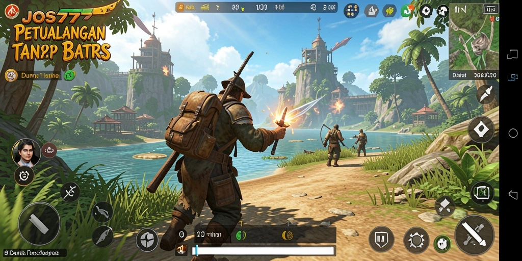 Screenshot JOS77 memperlihatkan dunia terbuka yang luas dan detail.