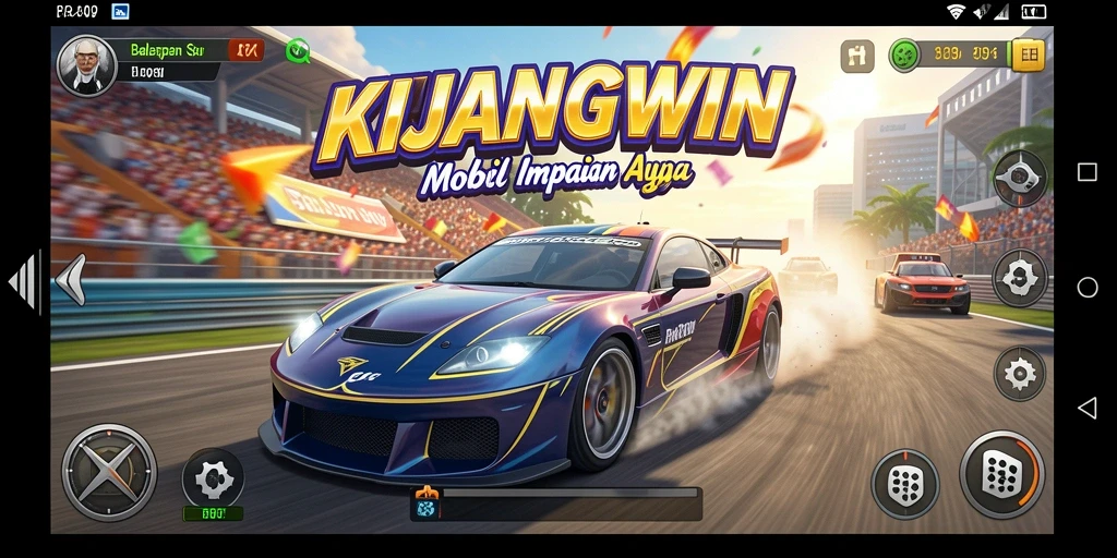 Tampilan gameplay KIJANGWIN yang mendebarkan saat balapan.