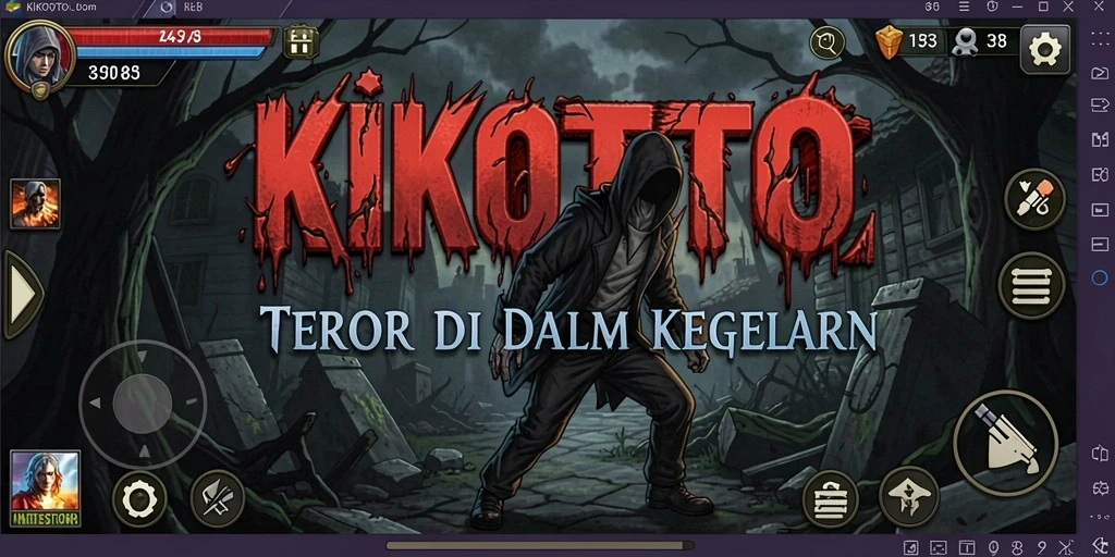 Tampilan gameplay menegangkan KIKOTOTO dalam suasana Horror.