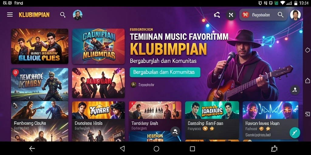 Screenshot utama KLUBIMPIAN menampilkan interaksi musik yang seru.