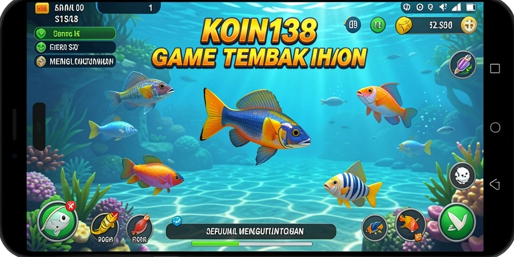 Screenshot gameplay KOIN138 menampilkan aksi seru menembak ikan.