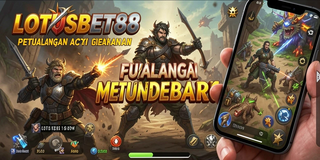 Gameplay LOTUSBET88 dengan pertempuran mendebarkan di layar.