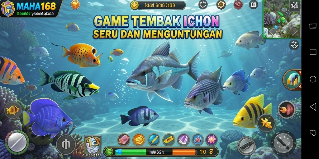 Tampilan gameplay MAHA168 yang seru saat berburu ikan.