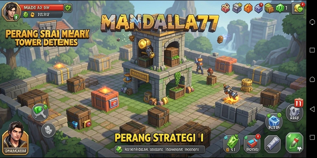 Tampilan gameplay MANDALA77 yang seru dalam Tower Defense.