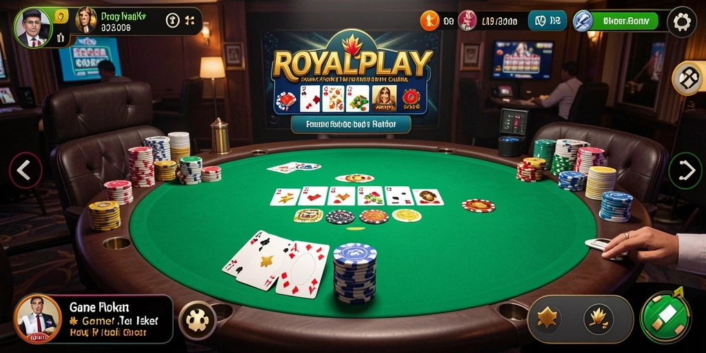 Screenshot utama ROYALPLAY yang menampilkan aksi seru permainan Poker.