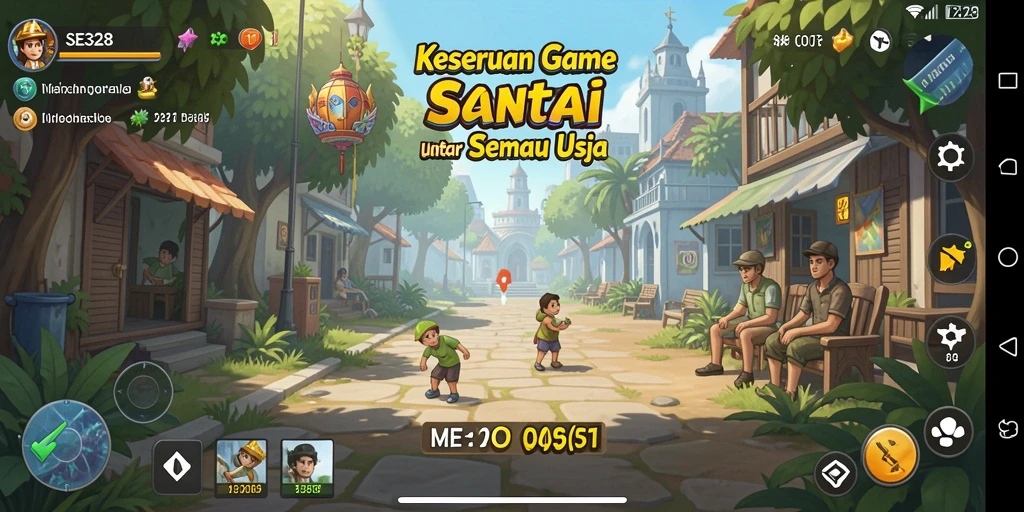 Screenshot gameplay SE328 menampilkan aksi santai dan colorful.