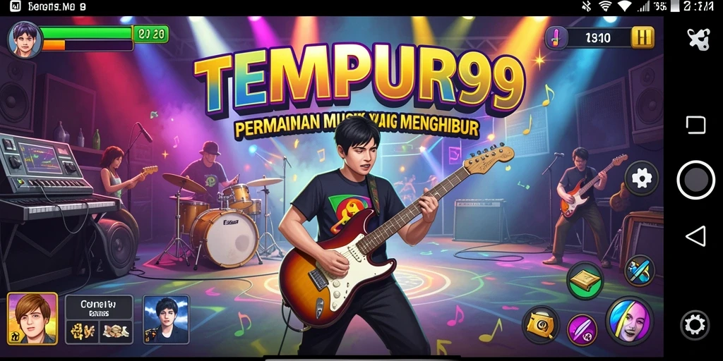 Gameplay TEMPUR99 yang menampilkan tantangan musik yang seru.