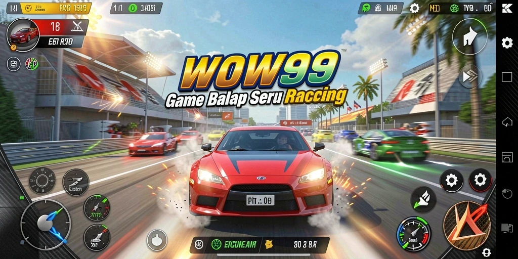 Screenshot gameplay WOW99 menampilkan aksi balap yang mendebarkan.