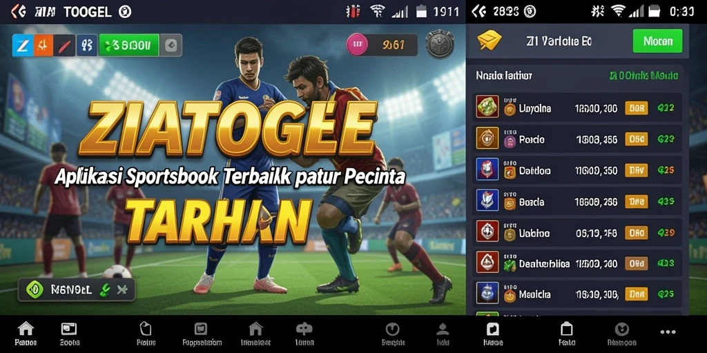 Tampilan utama ZIATOGEL dengan berbagai pilihan taruhan olahraga.