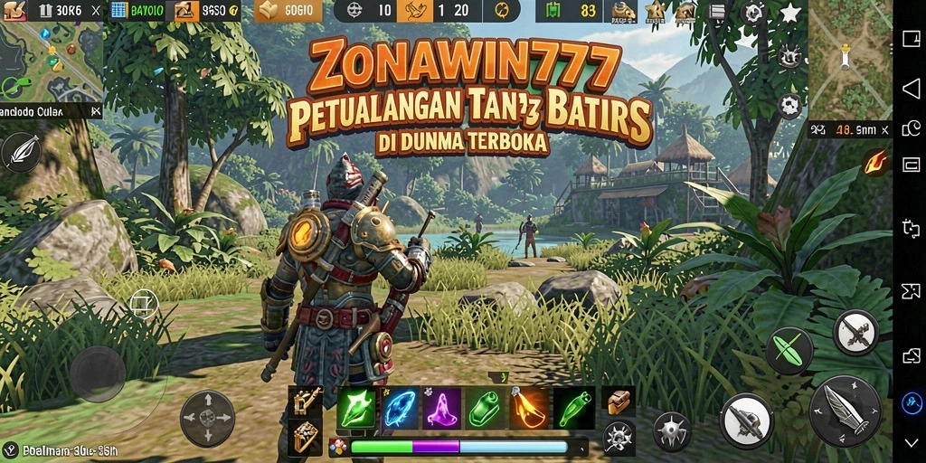 Screenshot gameplay ZONAWIN777 yang menampilkan petualangan di dunia terbuka.